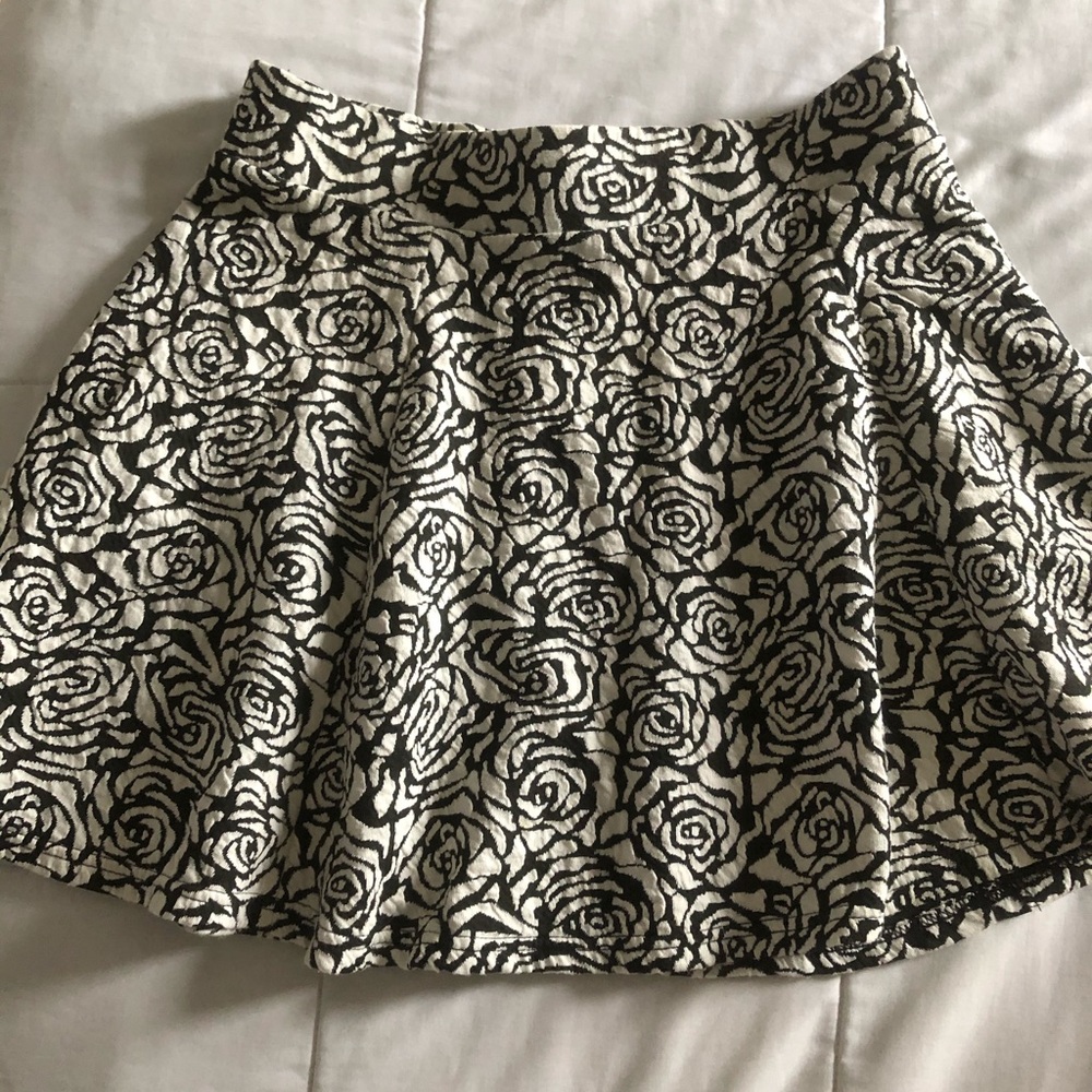 Black and white floral skater skirt